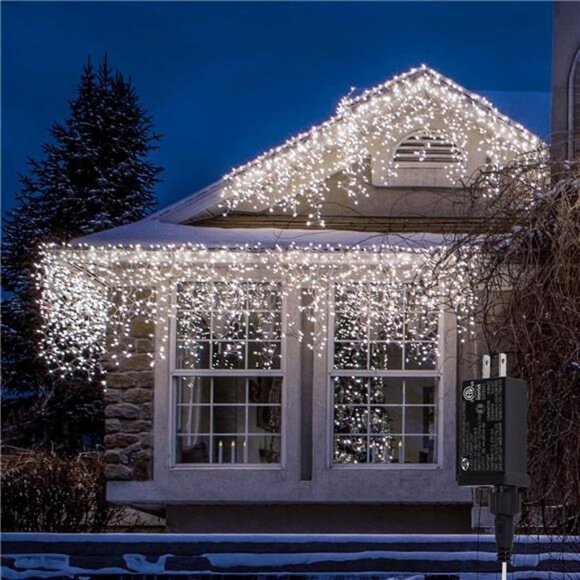 480 LED Icicle Lights,26.2FT Icicle Lights Outdoor Waterproof Christmas Lights - Picture 4 of 6